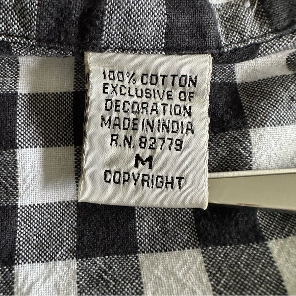 Embroidered Gingham Plaid Womens M Short Sleeve Zip Top Cottagecore Grannycore - Picture 7 of 8